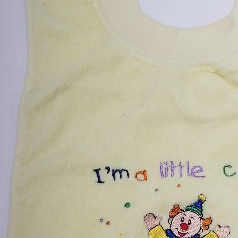 Vtg Luv N' Care Terrycloth Towel Clown Embroidered Baby Bib Unisex Fun Colorful
